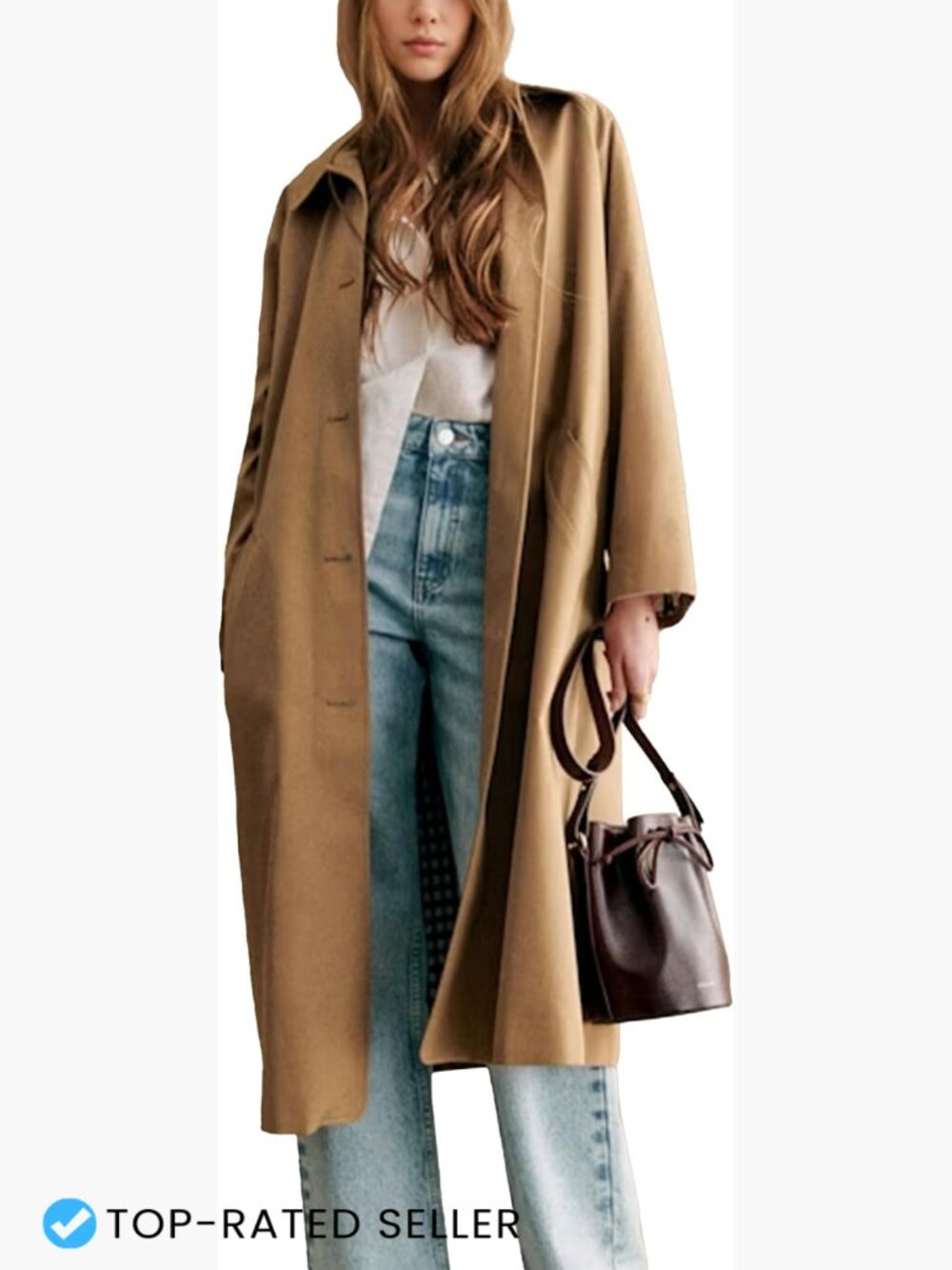 Oversized Long Trench Coat Single Breasted Windproof Classic Fall Jacket